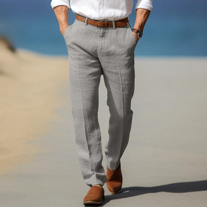 Men's Straight Leg Pants Cotton Belt Loops Side Pockets