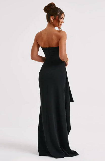 Elegant Flowy Maxi Dress with Cold Shoulder Style