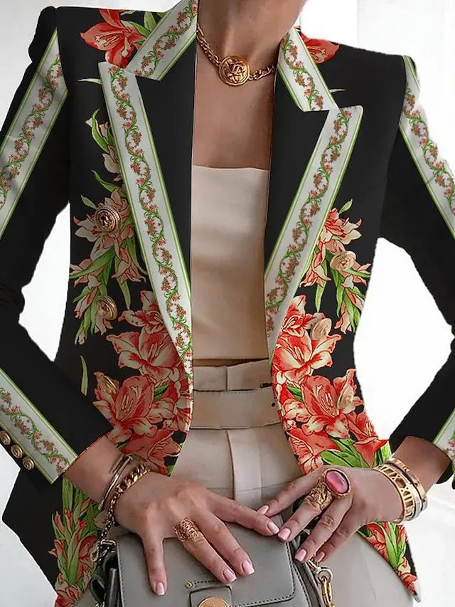 Women's Floral Long Sleeve Blazer - VibreMode