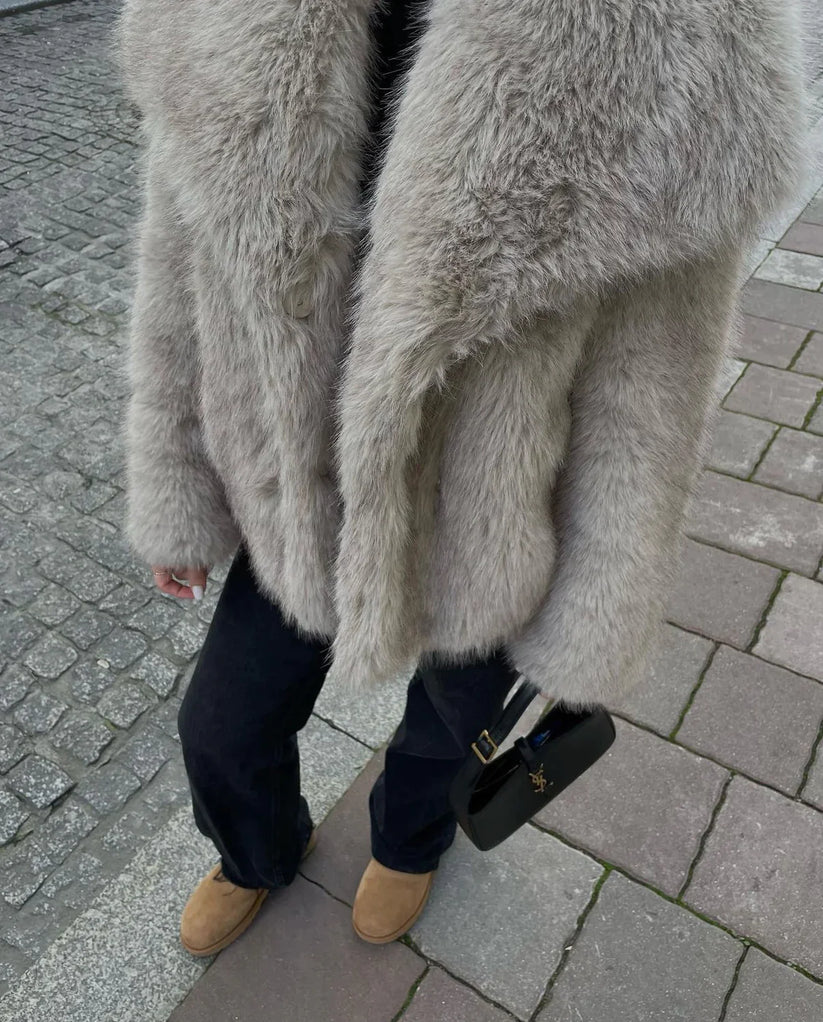 Women's Winter Coat Warm Elegant Wool Black