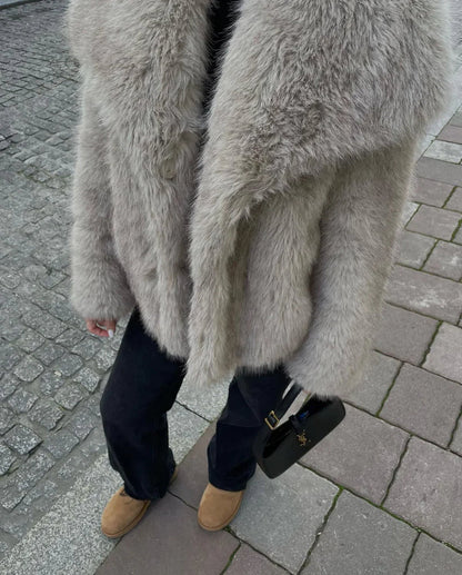 Women's Winter Coat Warm Elegant Wool Black
