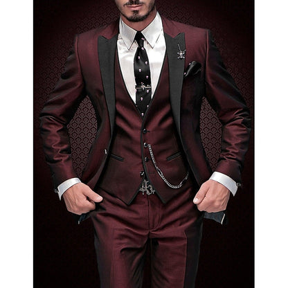 Men's 3-Piece Suit Blazer Waistcoat Trousers Set - VibreMode