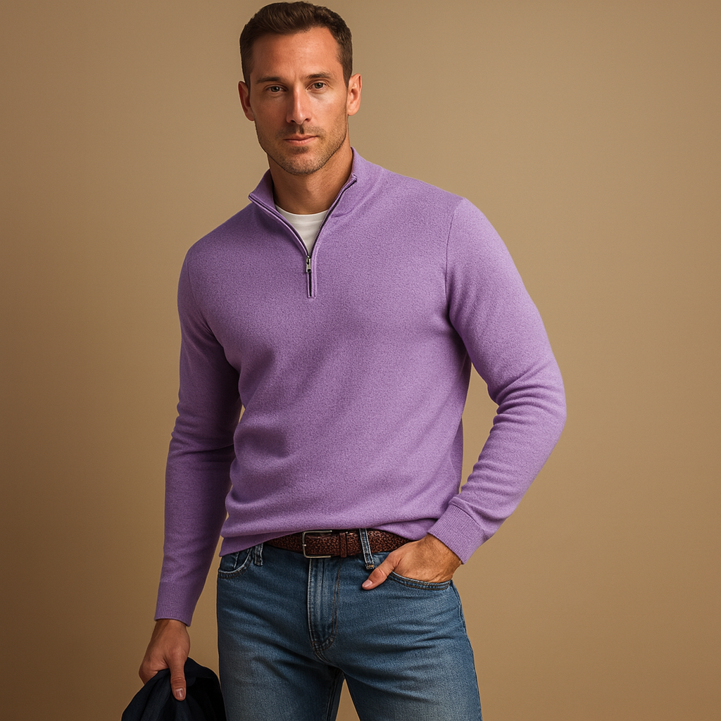 Men’s zip cardigan with soft warm fabric and timeless design, ideal for autumn and winter daily wear or casual outfits.