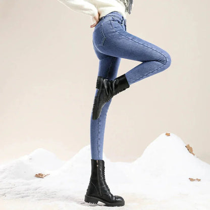 Women's High Waist Winter Jeans Thermal Lined