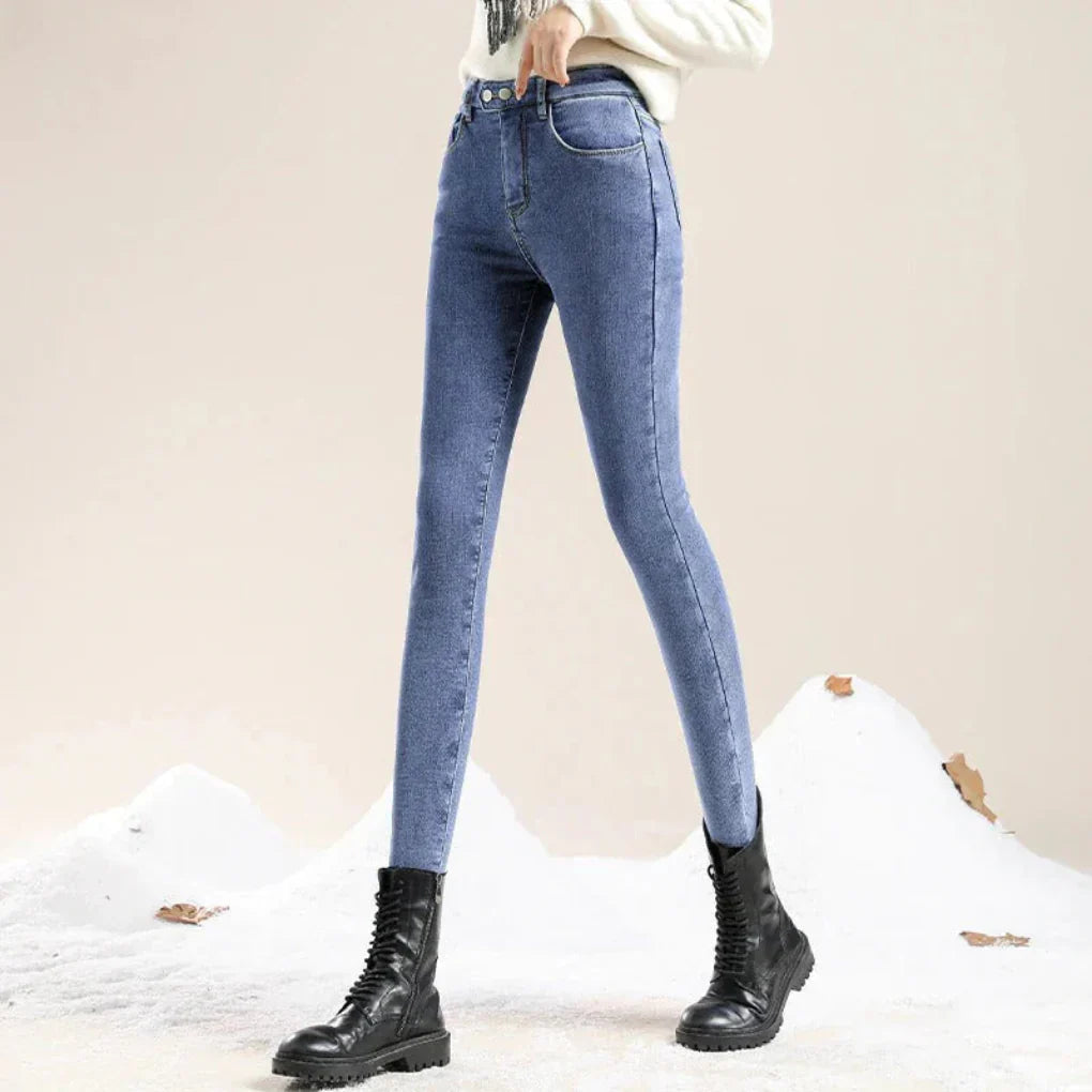 Women's High Waist Winter Jeans Thermal Lined