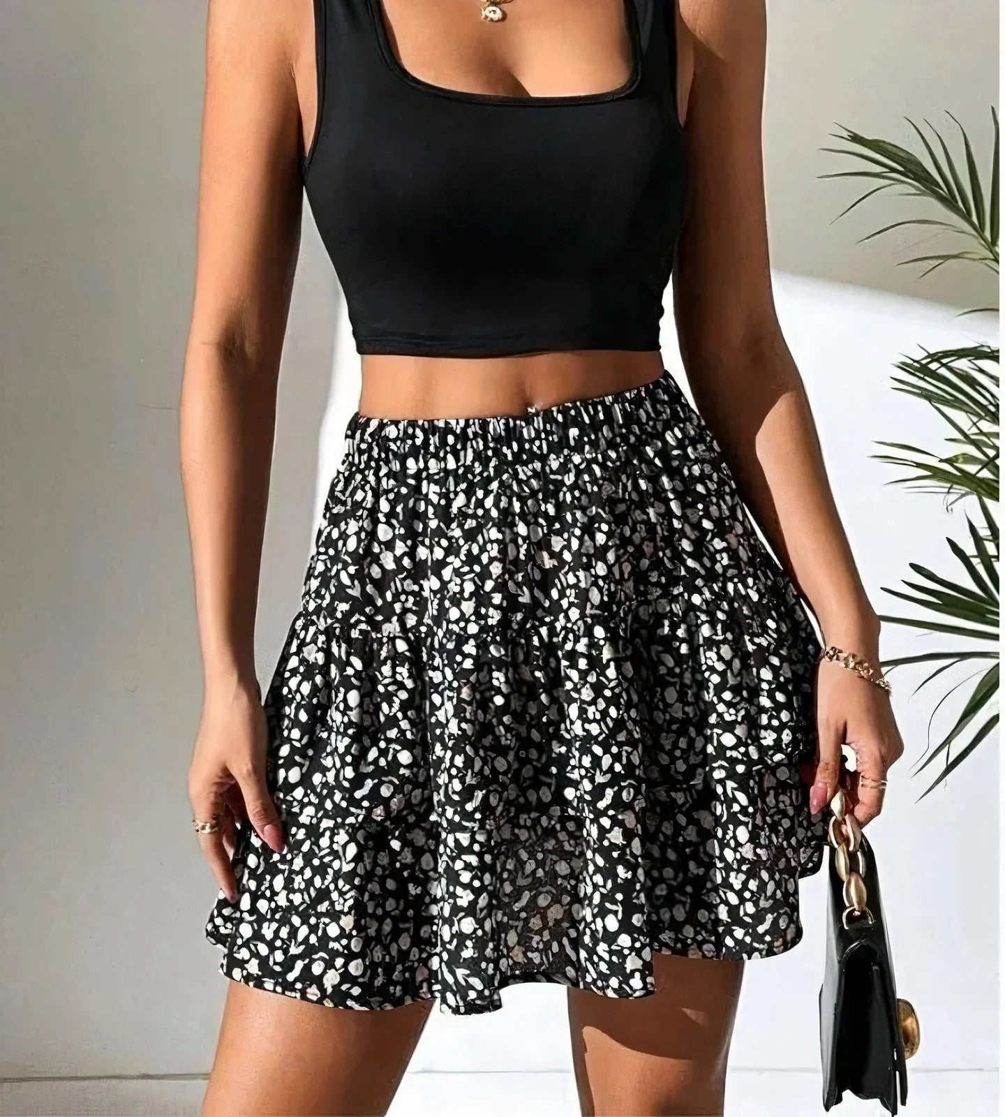 Chic Floral Ruffled Mini Skirt for Women